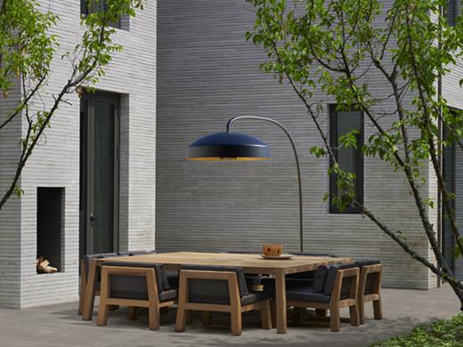 Outdoor furniture, patio heater and outdoor tiles