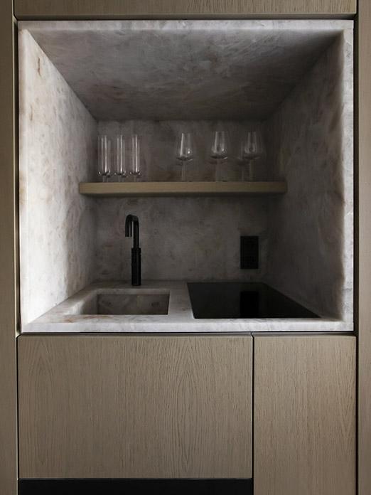 Kitchen in our micro apartment in Amsterdam, Netherlands