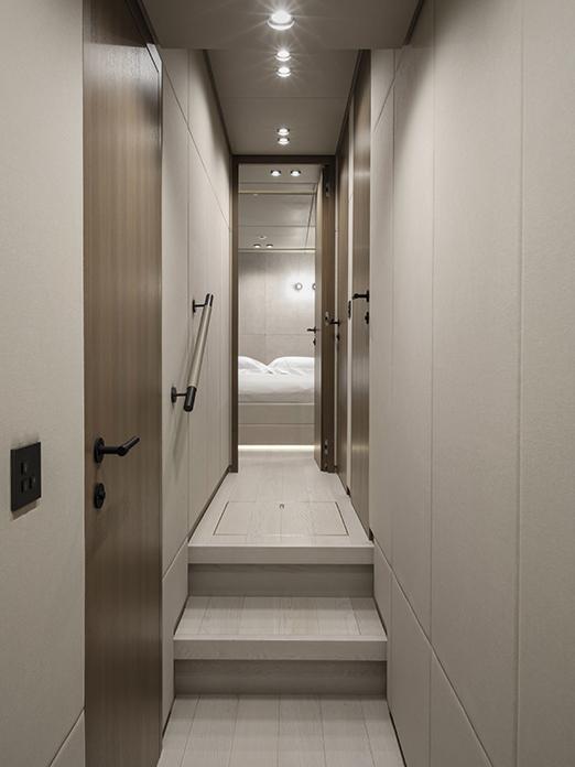 Corridor on Mangusta yacht